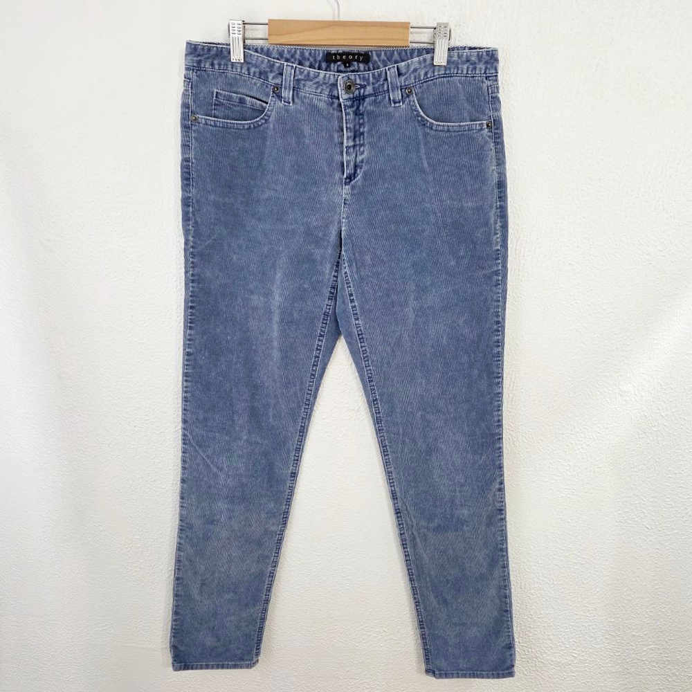 Theory denim blue corduroy pants slim fit skinny women's size 8